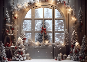 Christmas Decor Window Snow Backdrop Party Studio Photography Background