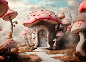 Fairy Tale World Mushroom House Backdrop Studio Party Photography Background