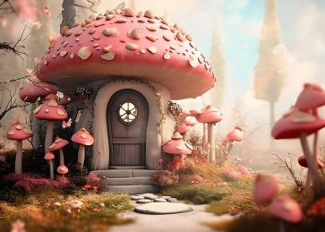 Fairy Mushroom House Backdrop Studio Party Photography Background