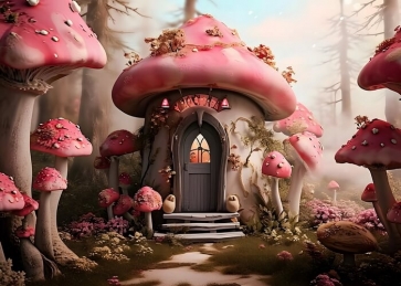 Mushroom House Backdrop Fairy Tale World Photography Background