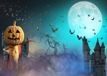 Cute Pumpkin Scarecrow Halloween Background Halloween Party Backdrop