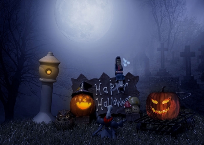 Terrifying Cemetery Scary Pumpkin Halloween Photo Backdrop Photography ...