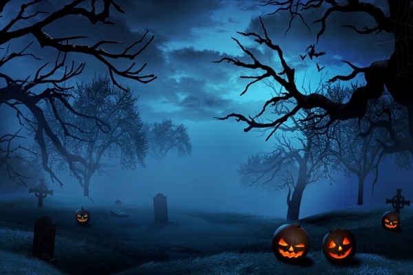 Scary Cemetery Forest Halloween Party Backdrop Stage Background ...