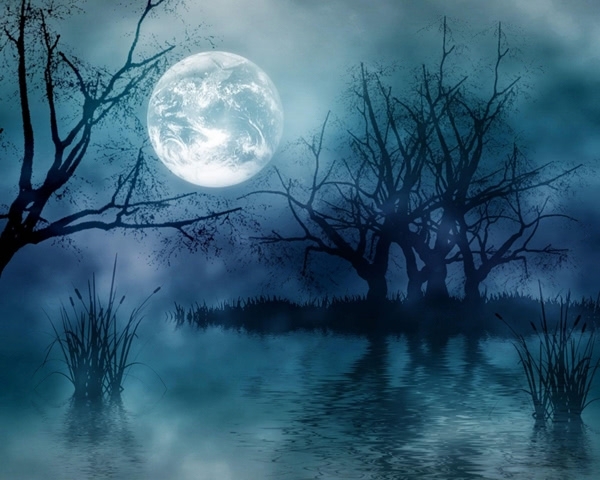 Under The Moon Scary Swamp Halloween Backdrop Stage Background Party  Decoration Prop