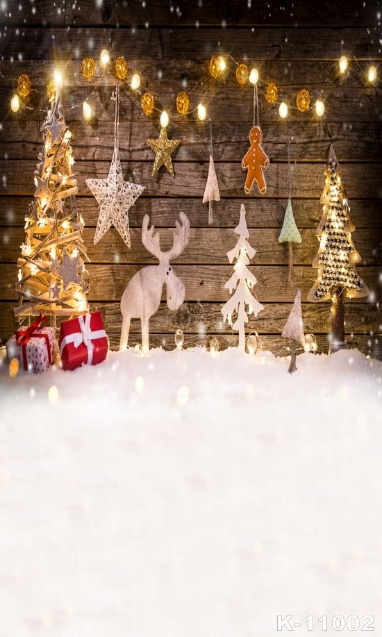 Christmas Deco Trees Lamplight Vinyl Photography Backdrops