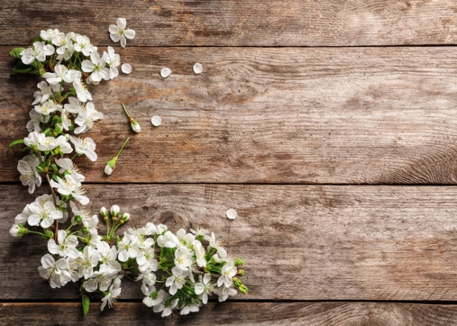 Retro Rustic Wood Plank Flowers Backdrop Photography Background