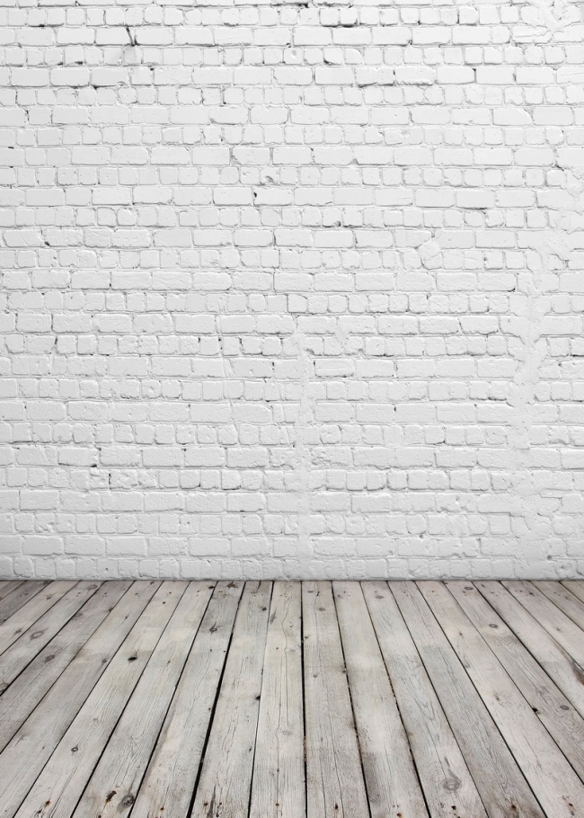 White Brick Wall Photography Backdrops Wooden Floor Backgrounds For Pet ...