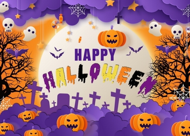 Cute Cartoon Happy Halloween Party Backdrop Stage Party Photography ...