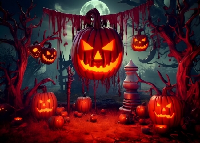 Scary Pumpkin Backdrop Party Halloween Decorations Photography ...