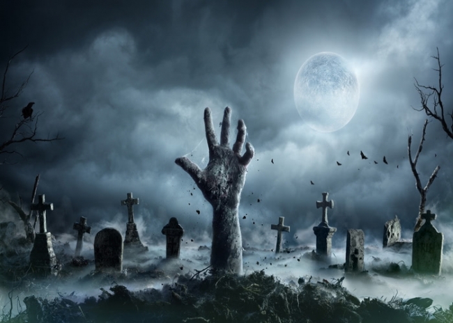 Terror Scary Cemetery Spooky Halloween Party Backdrop Decorations Props