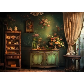 Vintage Spring Flowers Living Room Backdrop Studio Party Photography Background